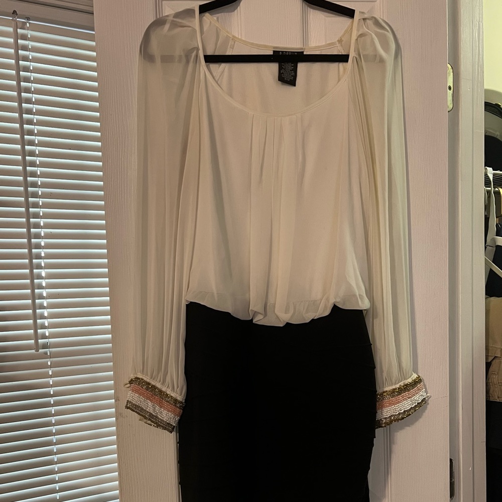 Beaded-sleeve dress
